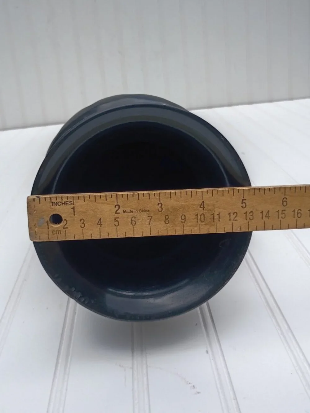 Ribbed Metal Vase Black Distressed Fluted Design 12.5